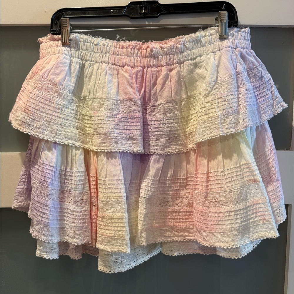 Love Shack Fancy Tie Dye Ruffle Skirt Size  XL